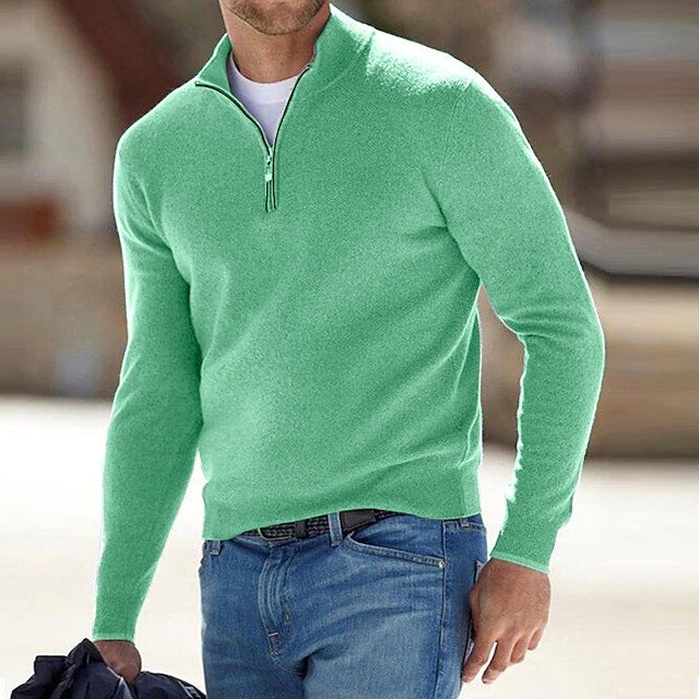 Ulrich | Men's Quarter-Zip Jumper, Wool Blend Mock Neck Knit