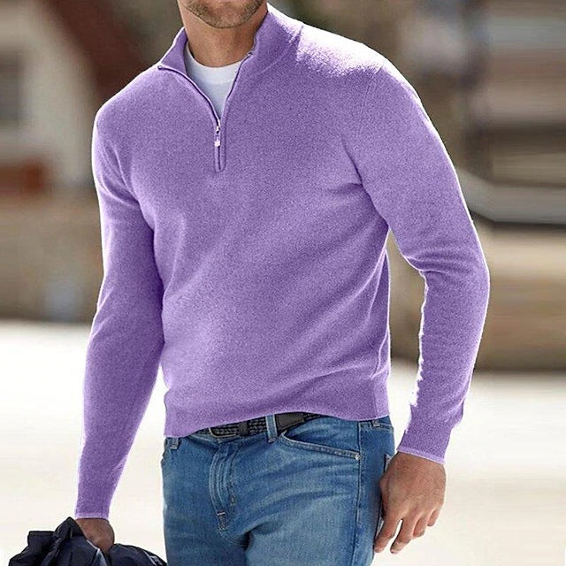 Ulrich | Men's Quarter-Zip Jumper, Wool Blend Mock Neck Knit