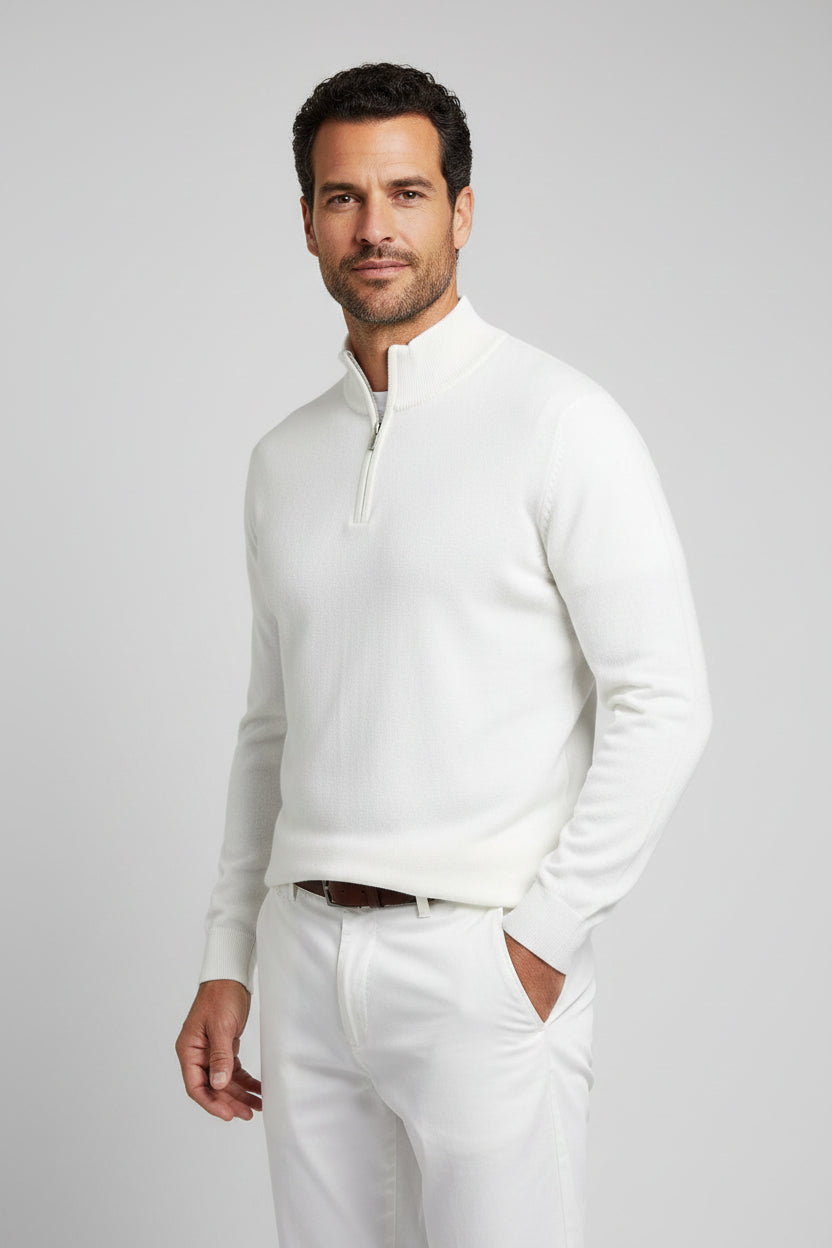 Ulrich | Men's Quarter-Zip Jumper, Wool Blend Mock Neck Knit