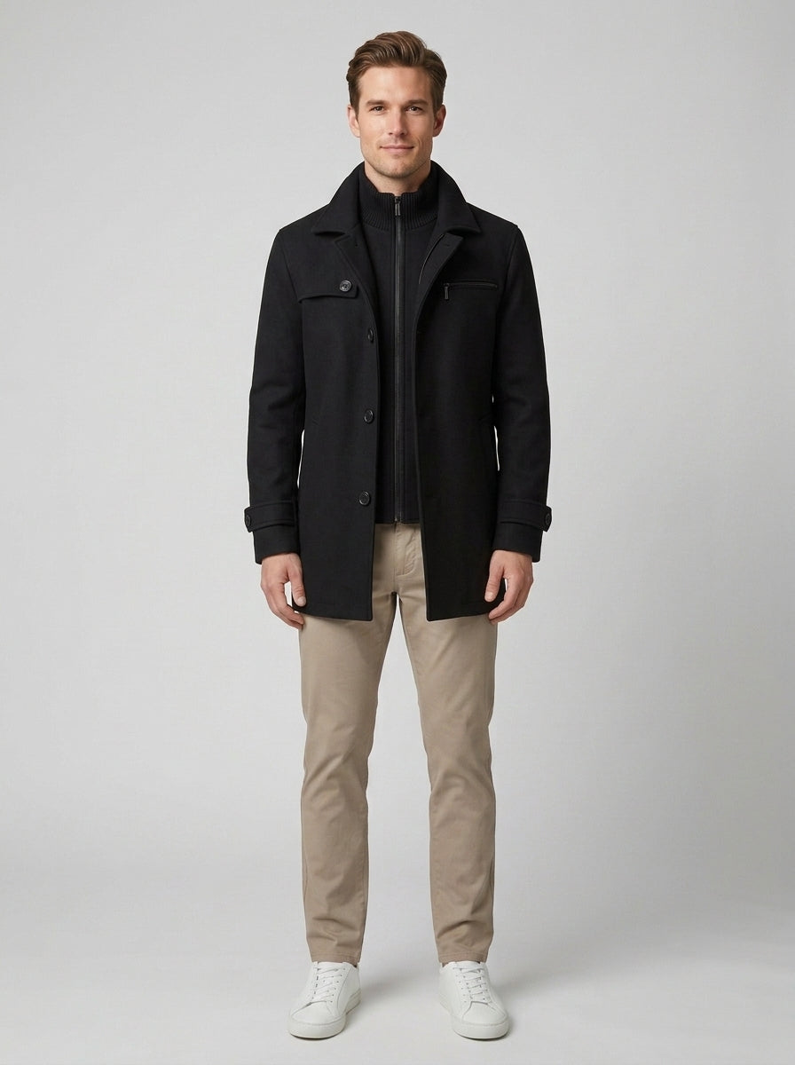 Warwick | Men's Coat, Warm Adjustable Cuff Wool Coat