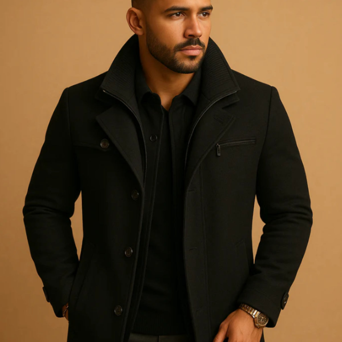 Warwick | Men's Coat, Warm Adjustable Cuff Wool Coat