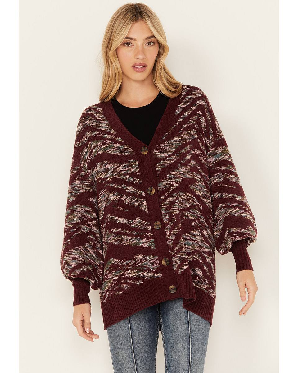 Marigold | Women's Artisinal Print Cardigan, Button-Down V-Neck