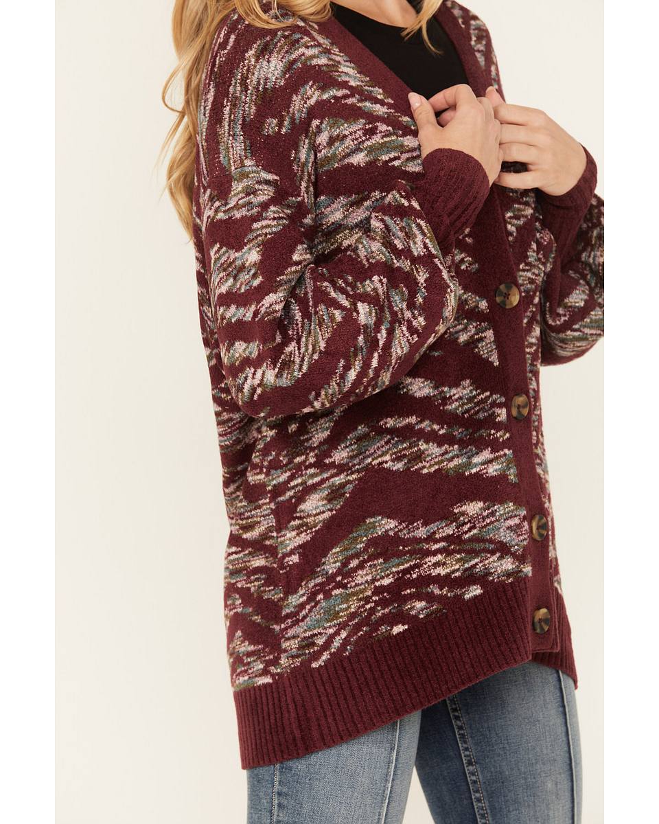 Marigold | Women's Artisinal Print Cardigan, Button-Down V-Neck