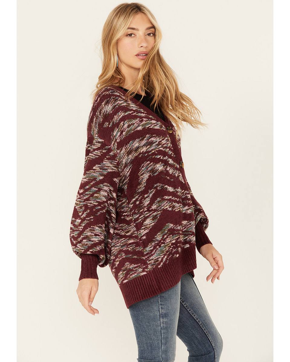 Marigold | Women's Artisinal Print Cardigan, Button-Down V-Neck