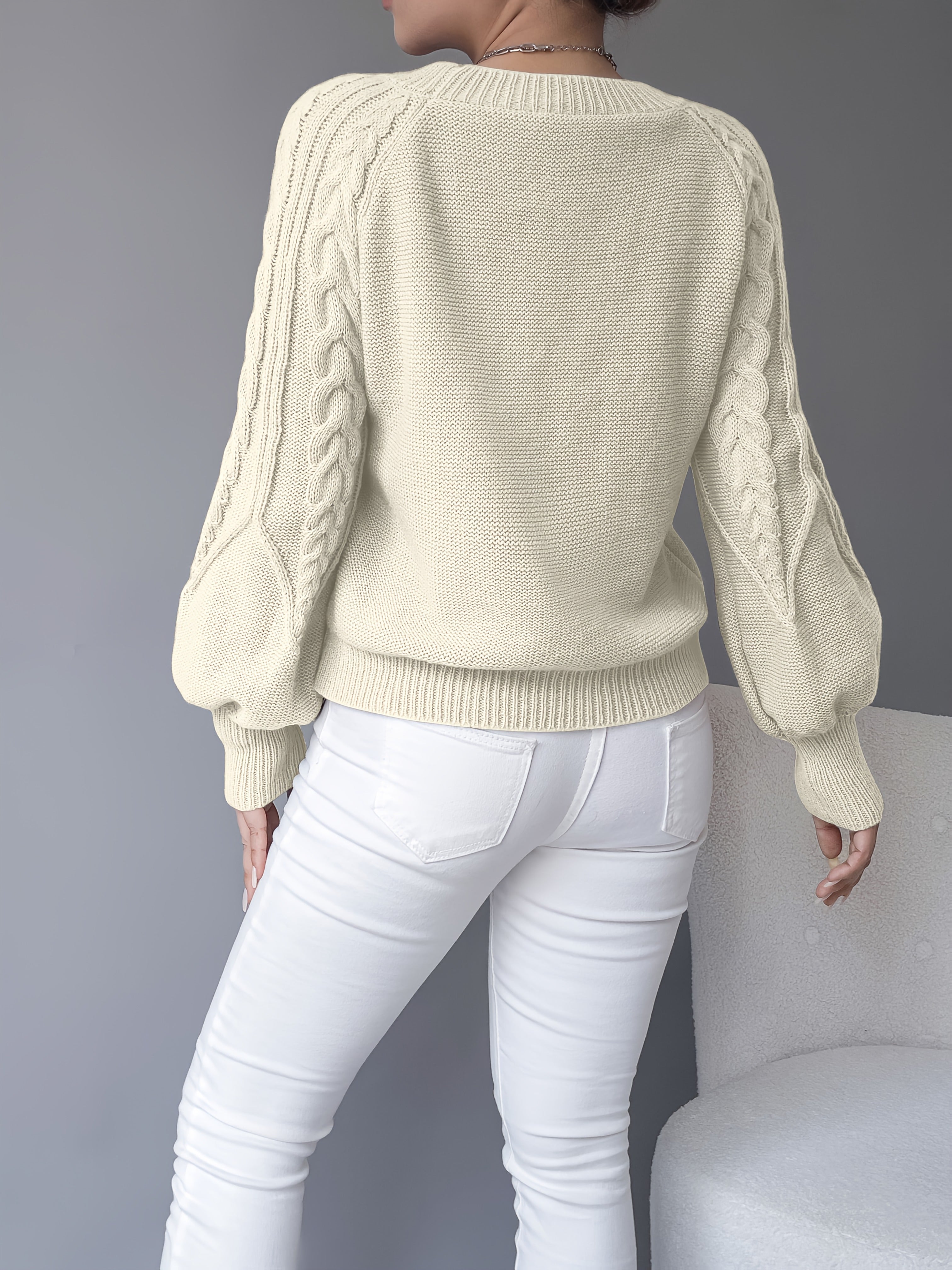 Sabine | Women's Cable-Knit Lantern Sleeve Sweater
