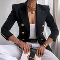 Anouska | Women's Double-Breasted Blazer, Gold Button Detail