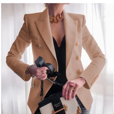 Anouska | Women's Double-Breasted Blazer, Gold Button Detail