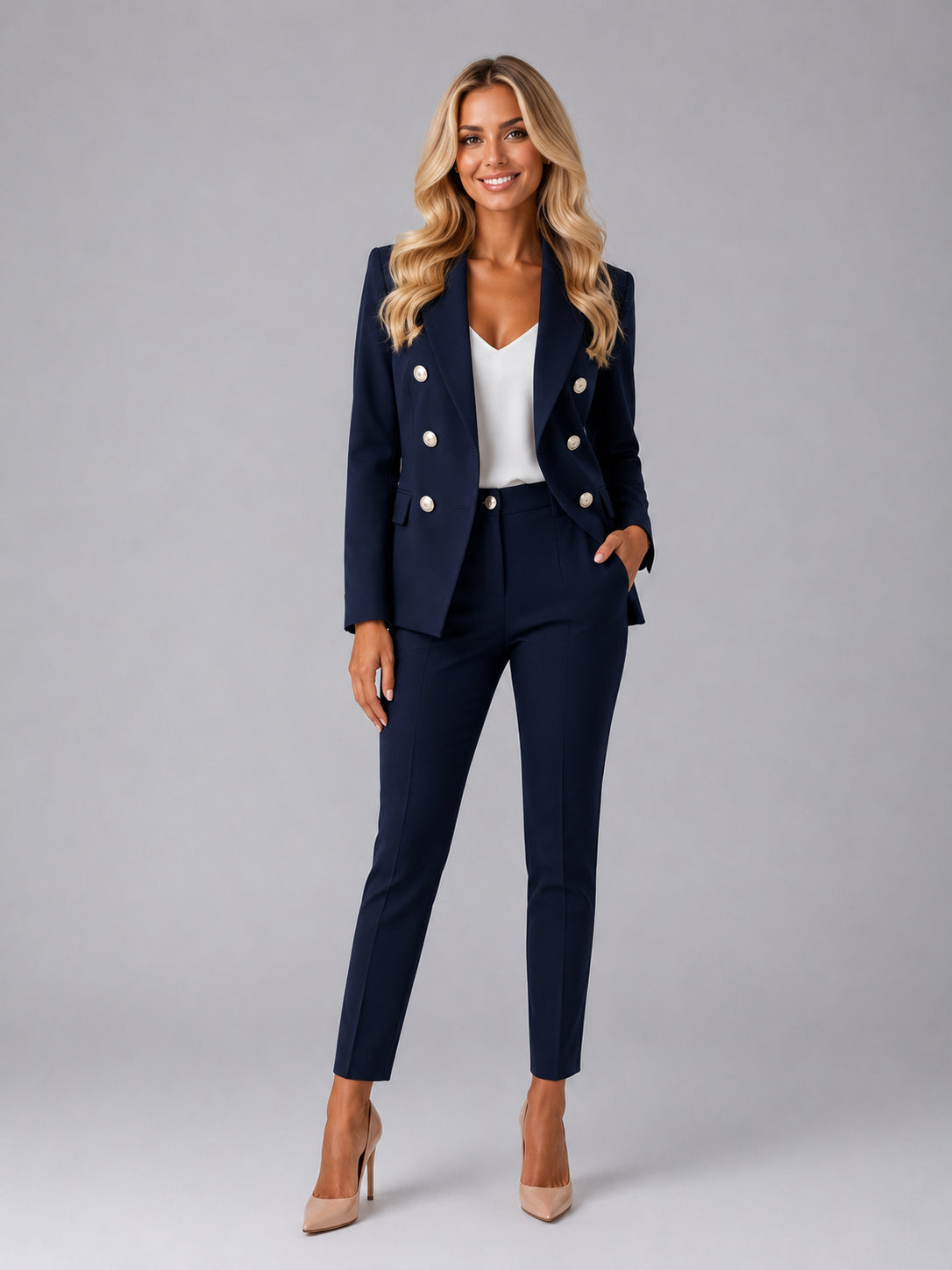 Aurelia | Women's Double-Breasted Blazer Set, Tailored Two-Piece Co-Ord
