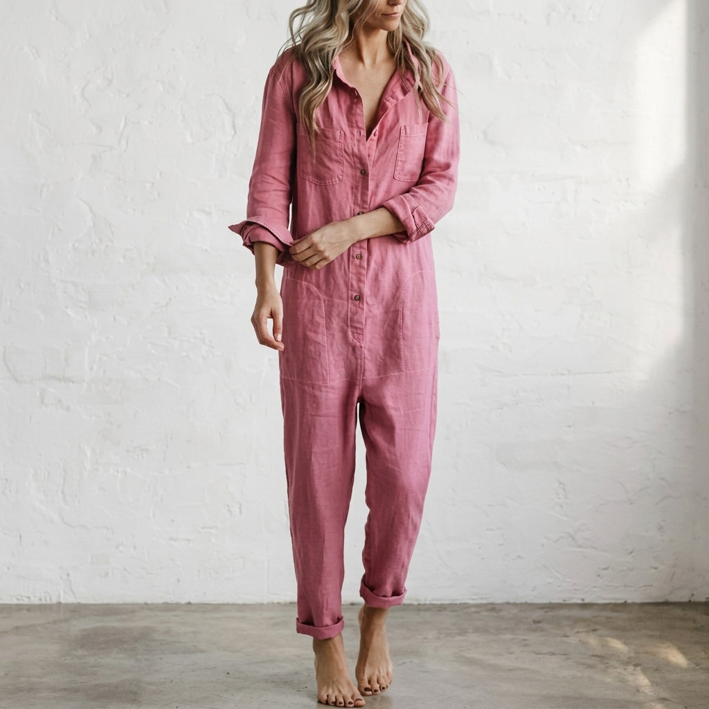 Seraphine | Women's Linen Jumpsuit, Button-Front Summer Piece