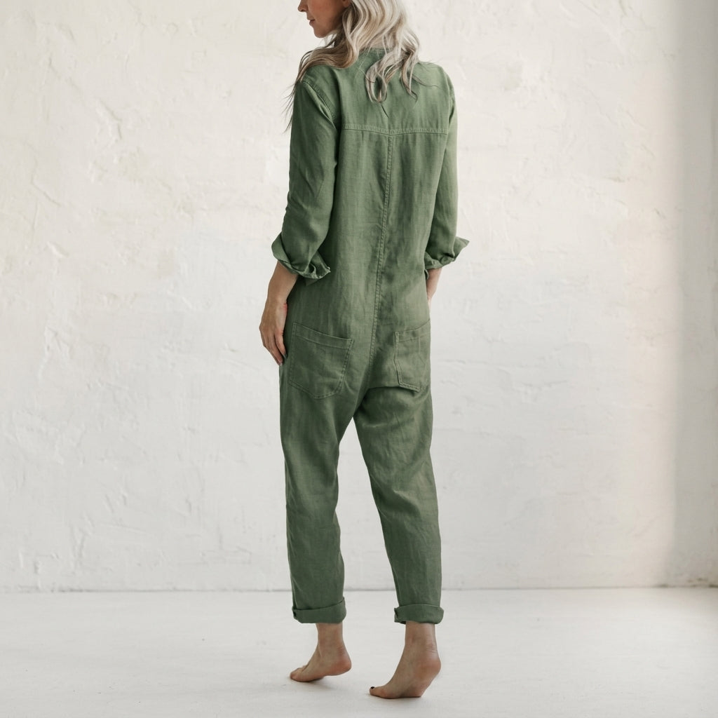 Seraphine | Women's Linen Jumpsuit, Button-Front Summer Piece