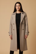 Genevieve | Women's Long Trench Coat, Double Breasted Plush Lined Tailored Overcoat