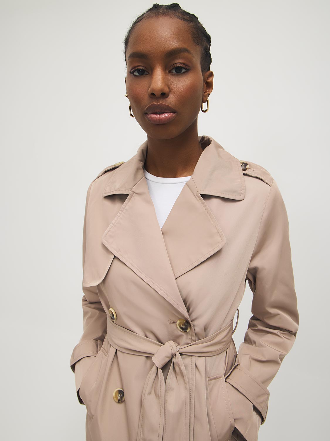 Odette | Women's Mid-Length Trench Coat, Belted Silhouette