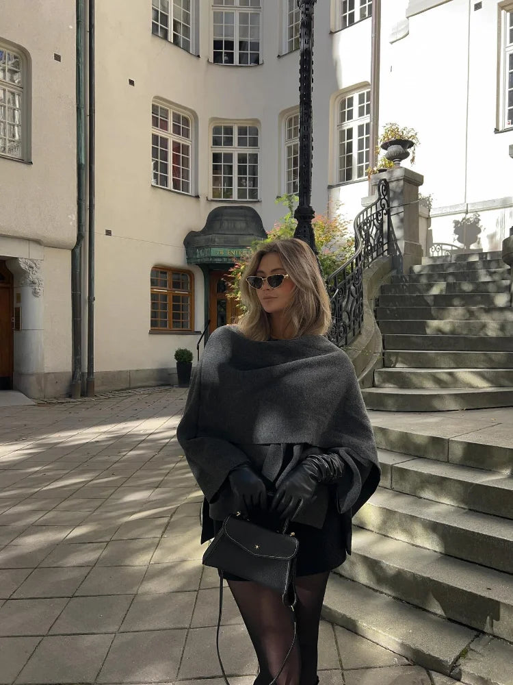 Carlotta | Women's Oversized Cape Coat, Asymmetrical Silhouette