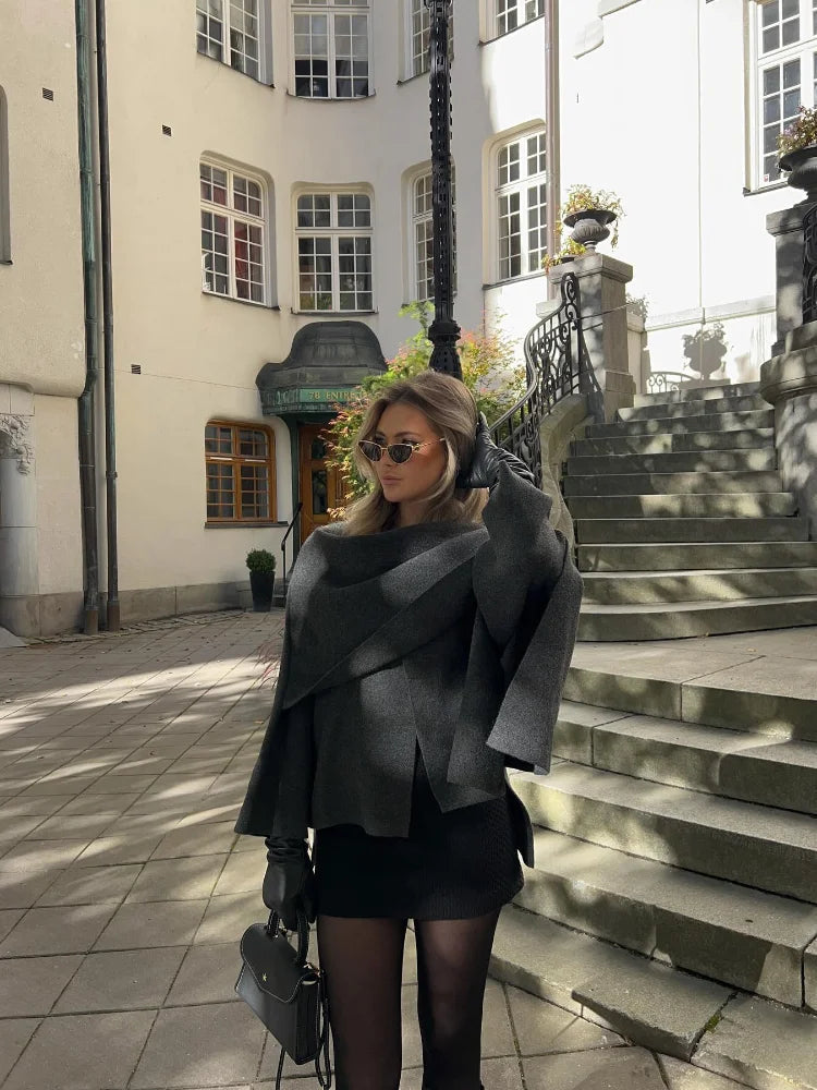 Carlotta | Women's Oversized Cape Coat, Asymmetrical Silhouette