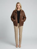 Ottilie | Women's Leather Bomber Jacket, Oversized Outerwear