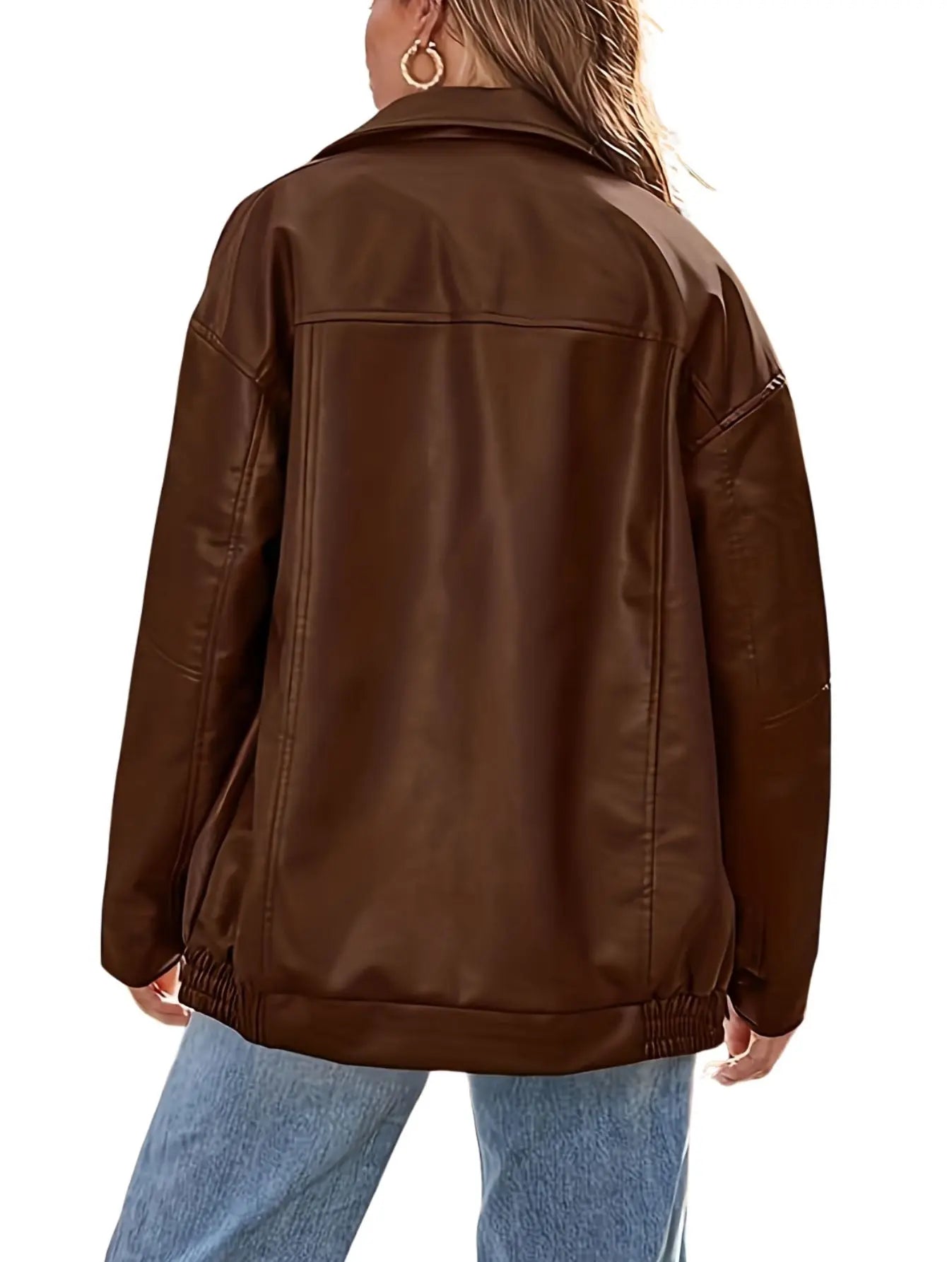 Ottilie | Women's Leather Bomber Jacket, Oversized Outerwear