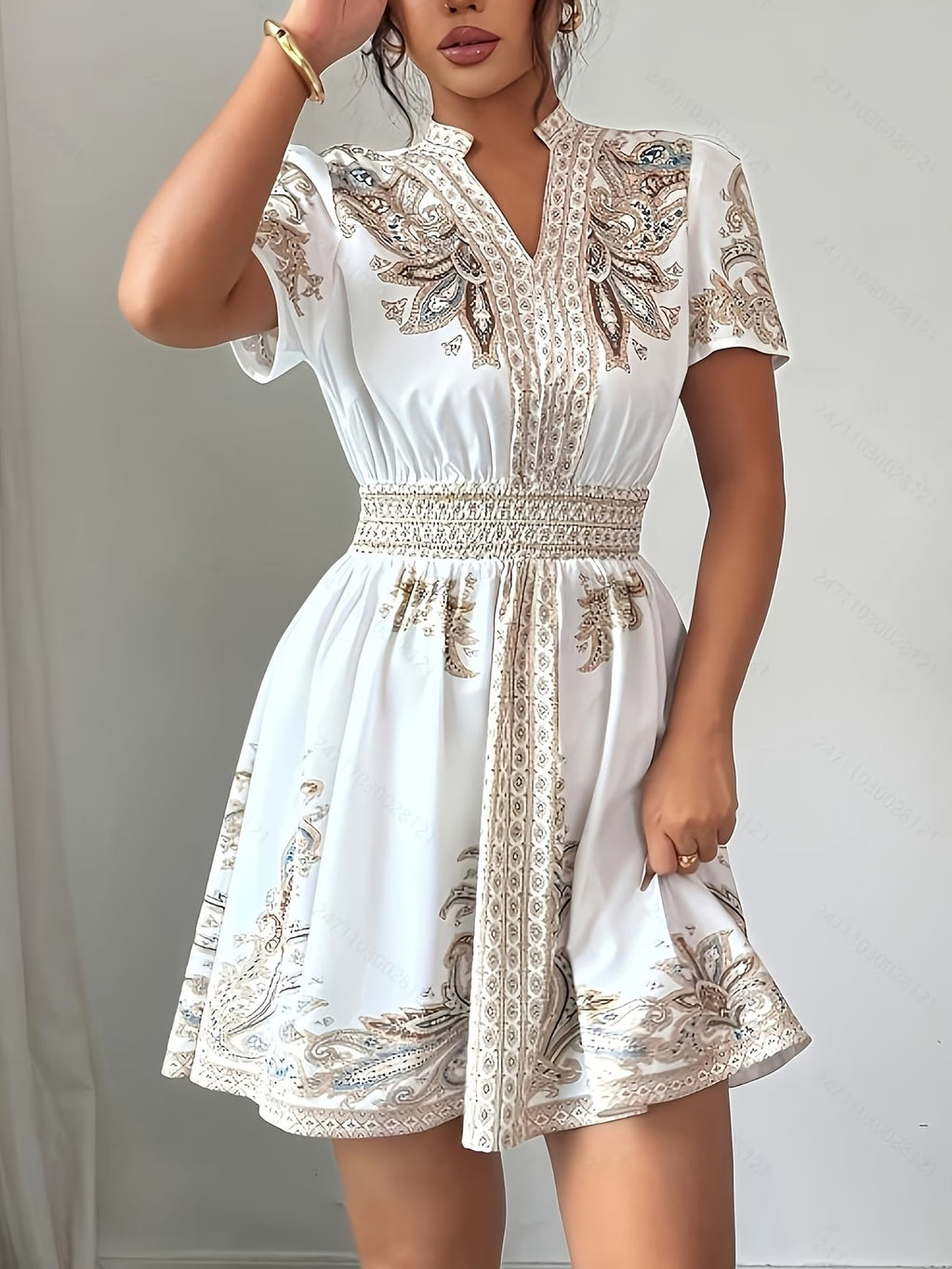 Odalys | Women's Paisley Mini Dress, Printed Occasion Piece