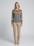 Zinnia | Women's Patterned Knit Sweater, Round-Neck Layering Piece