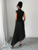 Women's Pleated Asymmetrical Midi Dress