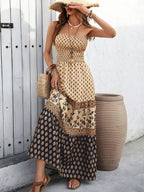 Women's Printed Strapless Maxi Dress