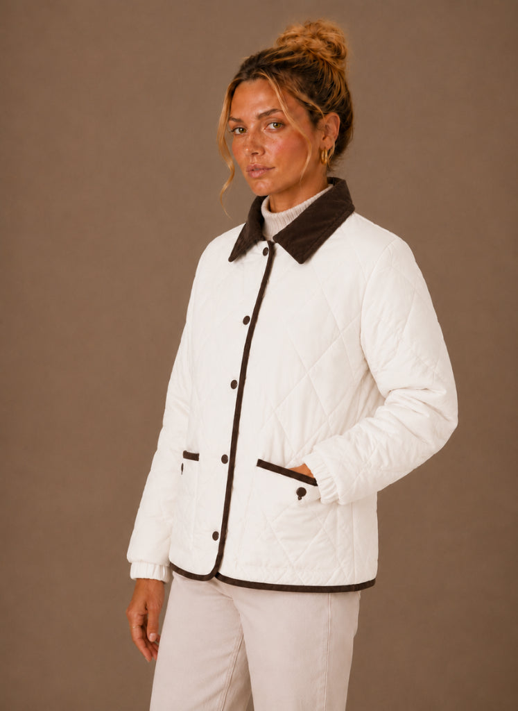Corina | Women's Quilted Puffer Jacket, Corduroy Collar