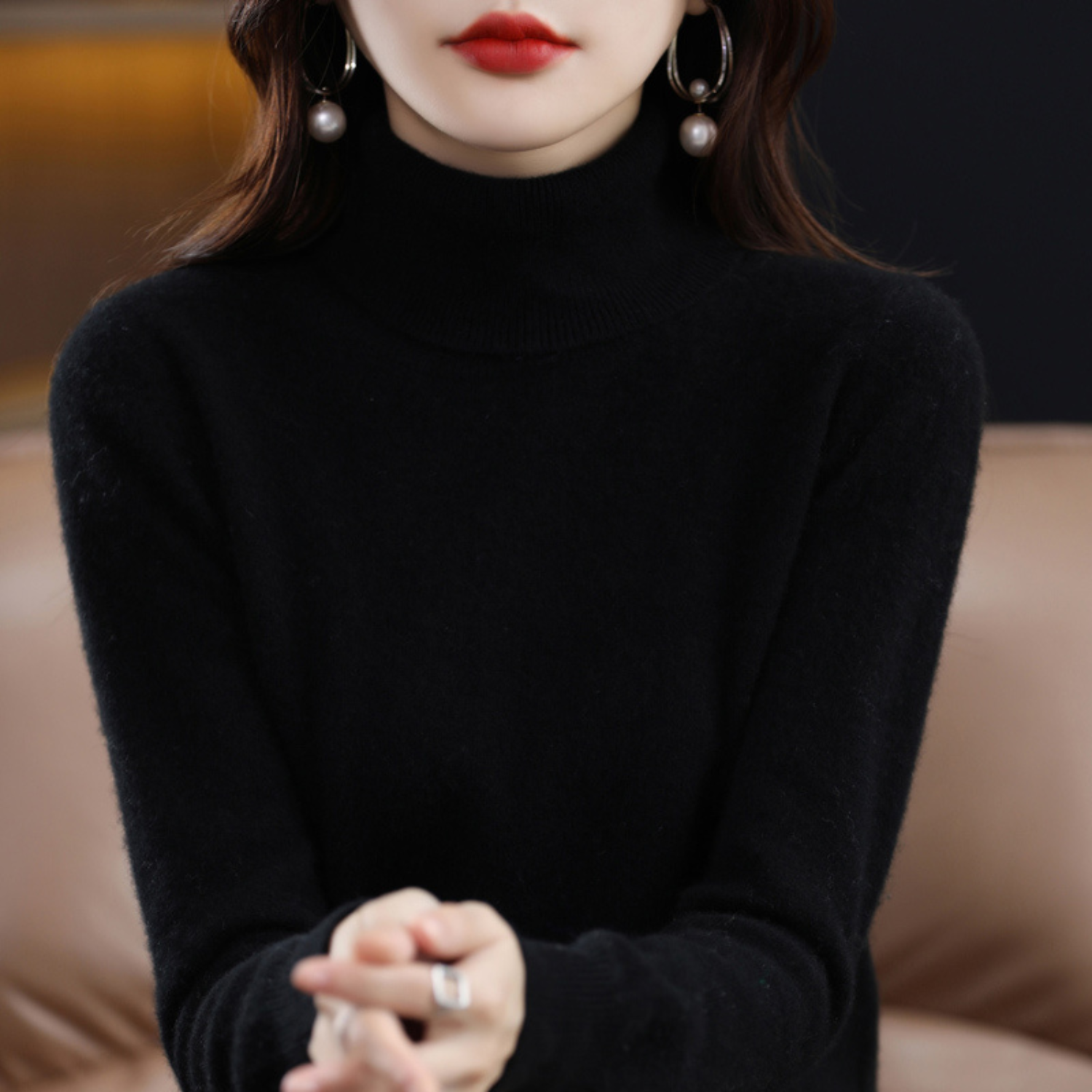 Sofia | Women's Cashmere Turtleneck Sweater, Regular Fit Knit