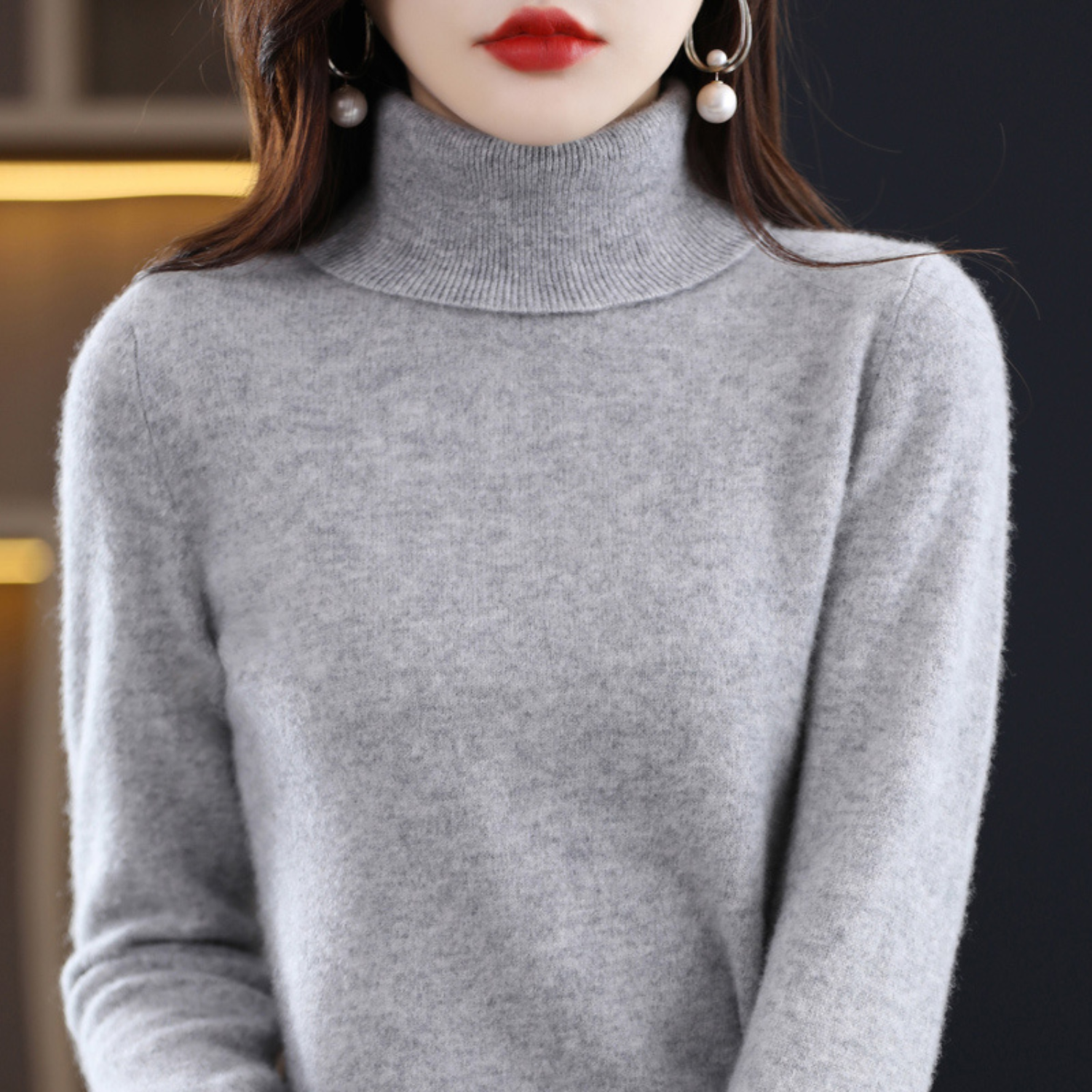Sofia | Women's Cashmere Turtleneck Sweater, Regular Fit Knit