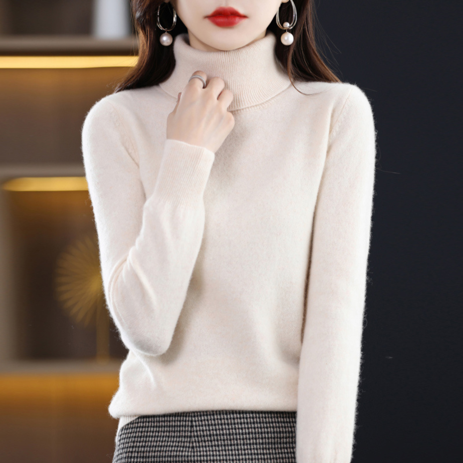 Sofia | Women's Cashmere Turtleneck Sweater, Regular Fit Knit