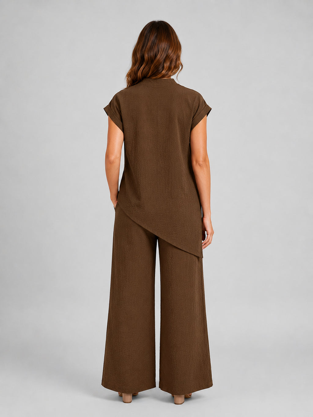 Iris | Women's Relaxed Co-Ord Set, Asymmetric Top and Wide-Leg Trousers