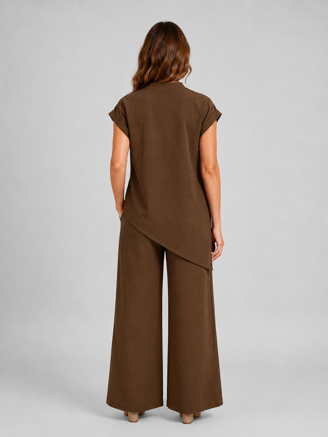 Iris | Women's Relaxed Co-Ord Set, Asymmetric Top and Wide-Leg Trousers