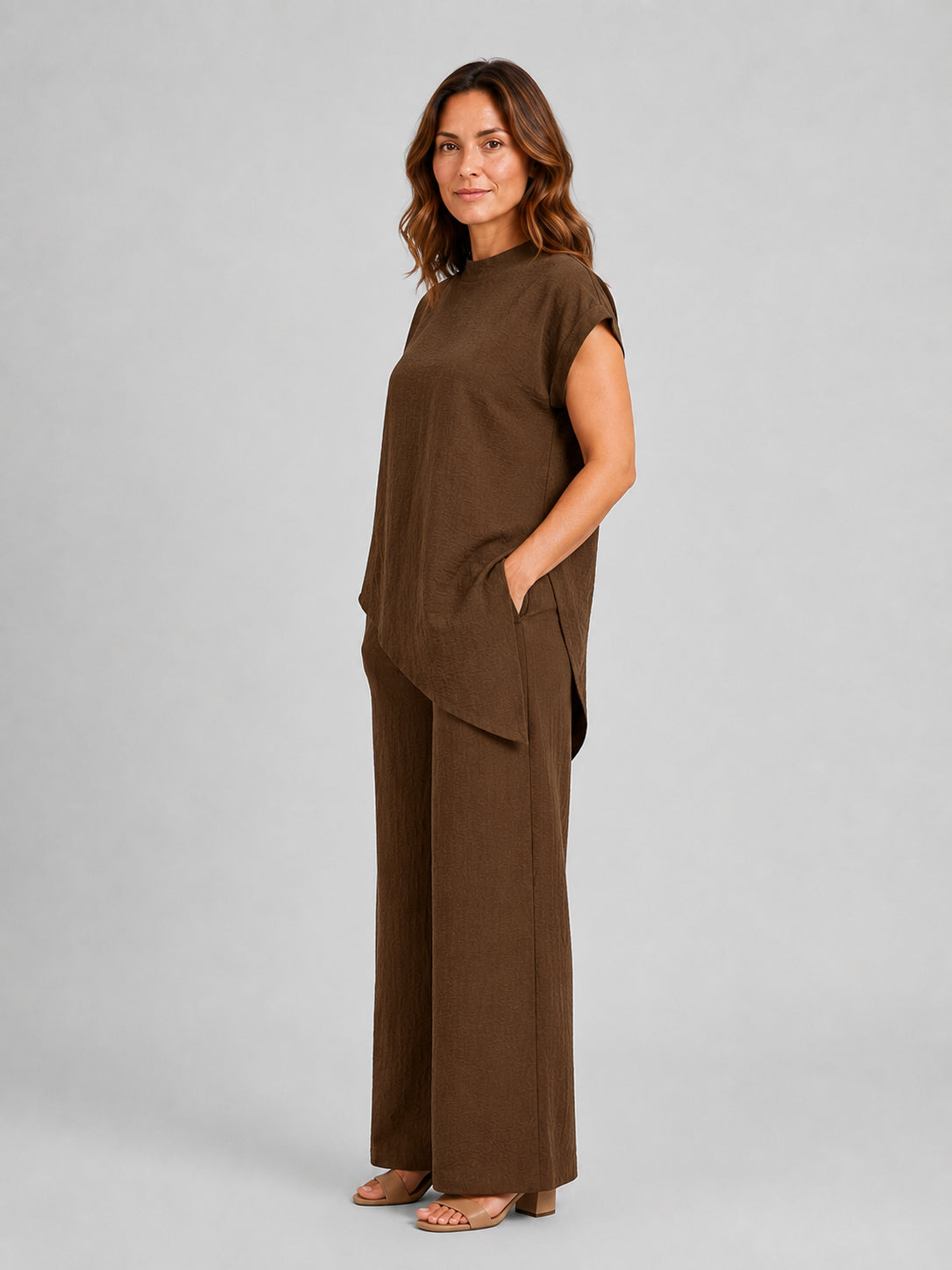 Iris | Women's Relaxed Co-Ord Set, Asymmetric Top and Wide-Leg Trousers