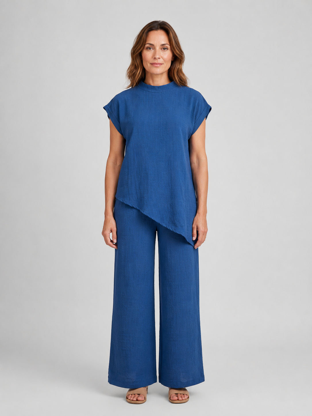 Iris | Women's Relaxed Co-Ord Set, Asymmetric Top and Wide-Leg Trousers