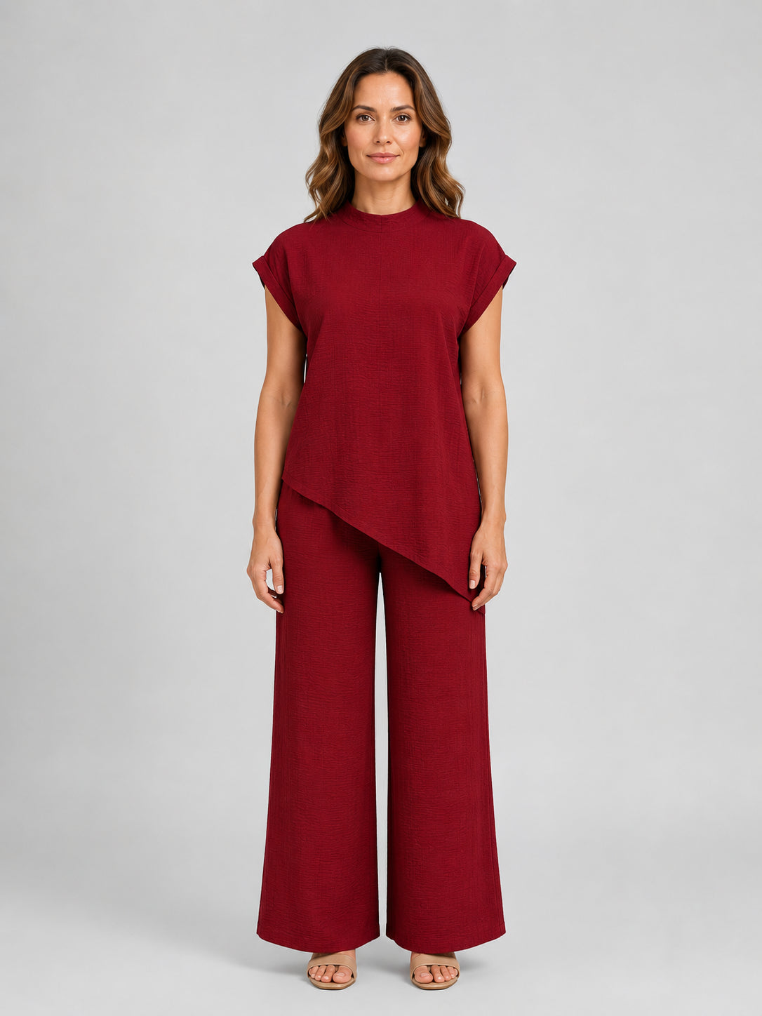 Iris | Women's Relaxed Co-Ord Set, Asymmetric Top and Wide-Leg Trousers