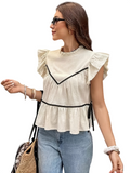 Women's Ruffle Trim Sleeveless Blouse