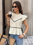 Women's Ruffle Trim Sleeveless Blouse