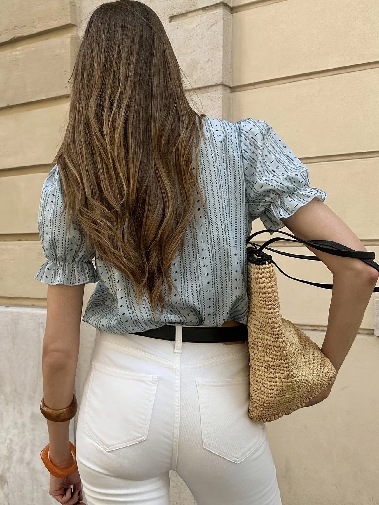 Women's Short Sleeve Blouse with Lace Panels