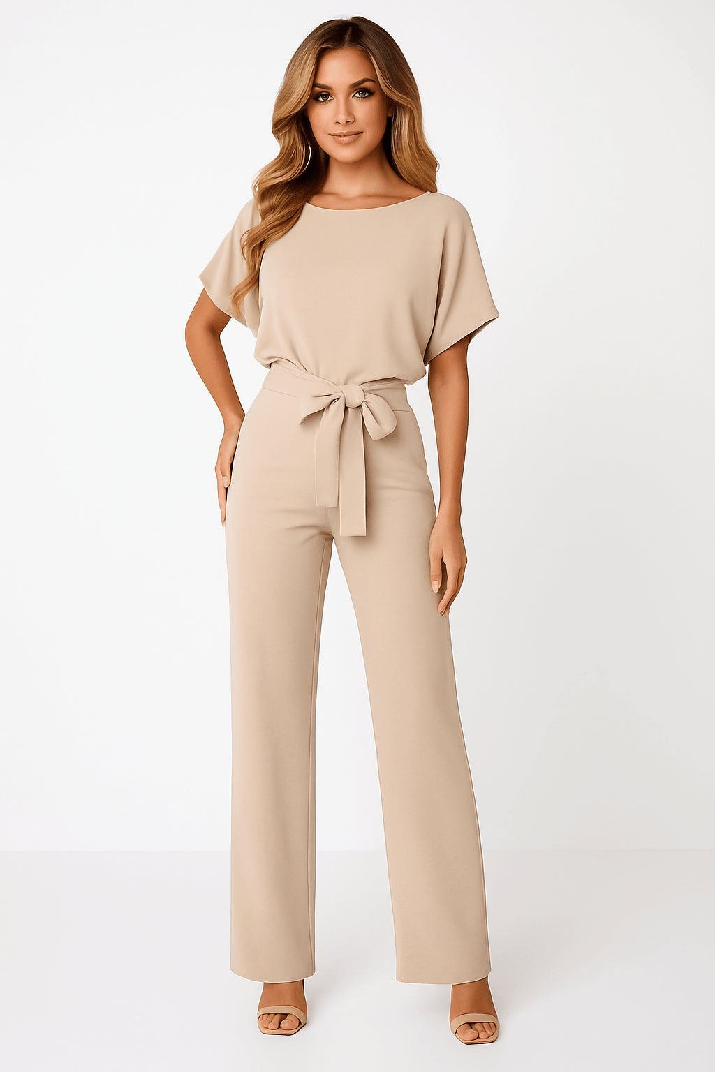 Elva | Women's Tie-Belt Jumpsuit, Adjustable Belt Design