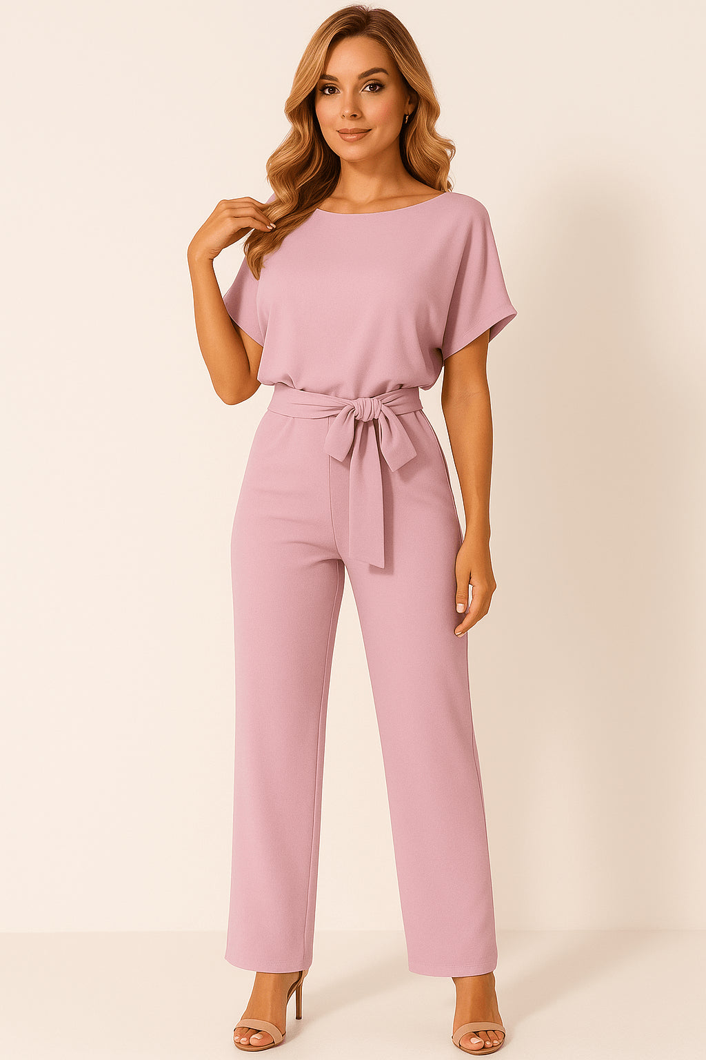 Elva | Women's Tie-Belt Jumpsuit, Adjustable Belt Design