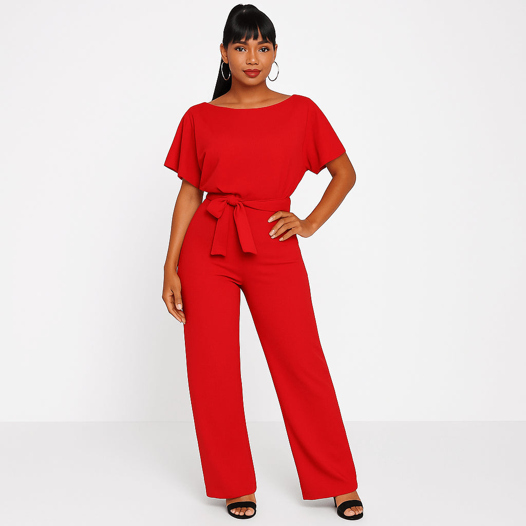 Elva | Women's Tie-Belt Jumpsuit, Adjustable Belt Design