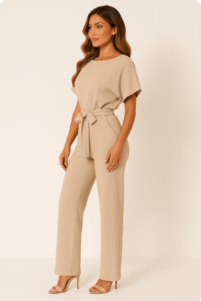 Elva | Women's Tie-Belt Jumpsuit, Adjustable Belt Design