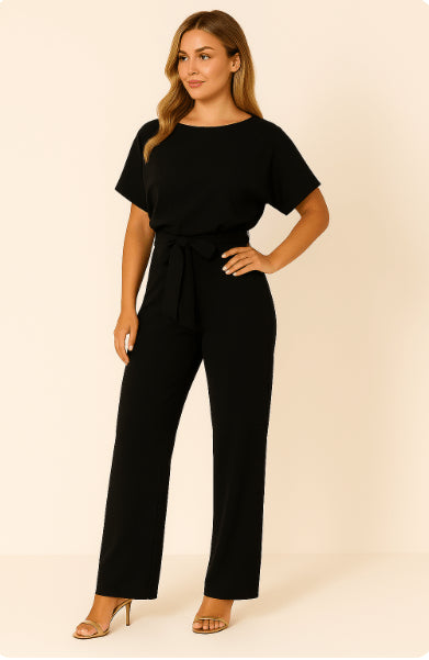 Elva | Women's Tie-Belt Jumpsuit, Adjustable Belt Design