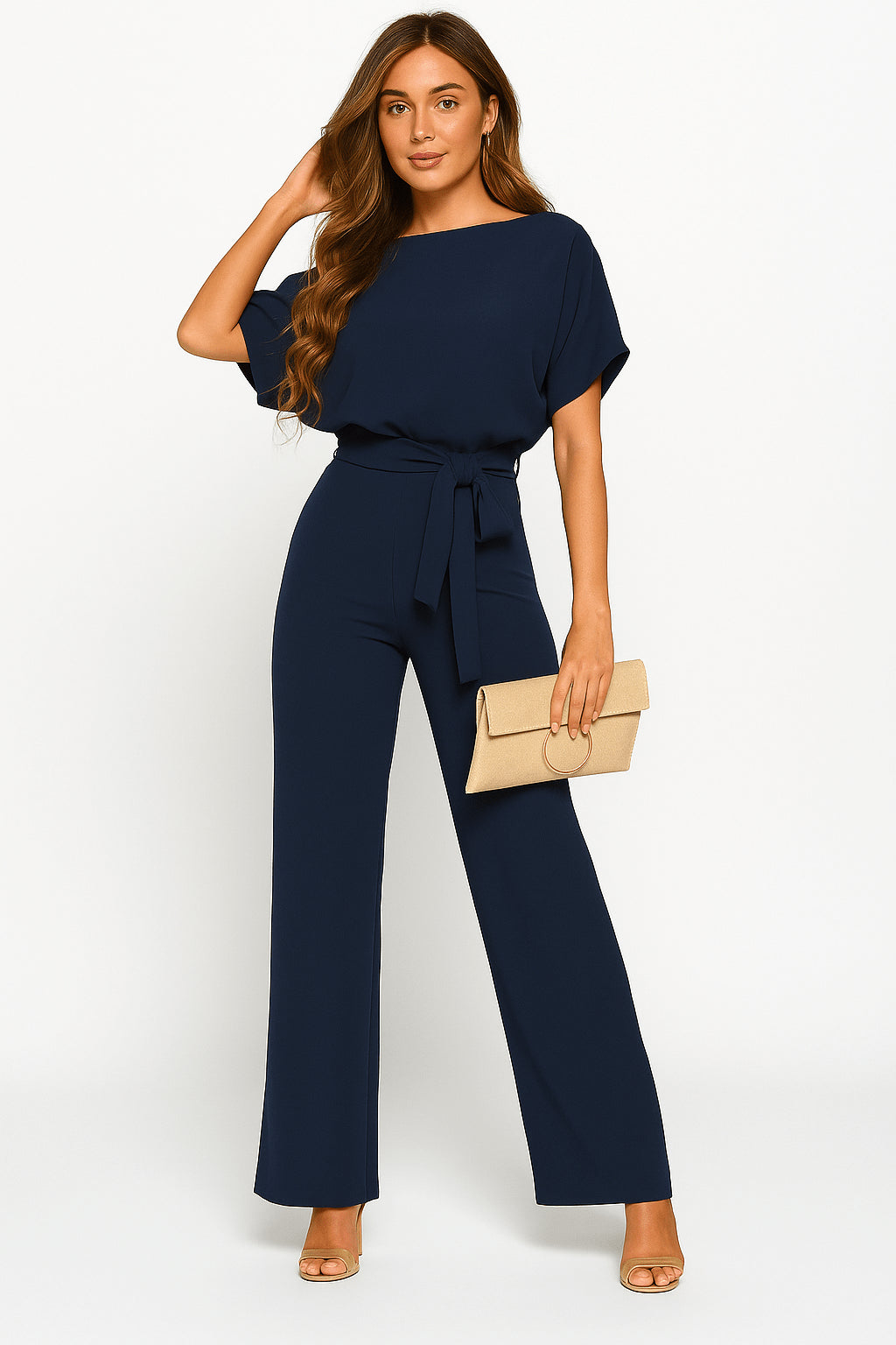 Elva | Women's Tie-Belt Jumpsuit, Adjustable Belt Design