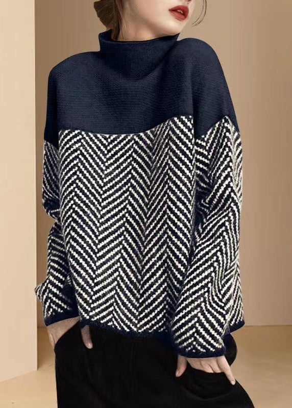 Ines | Women's Patchwork Knit Pullover, Turtleneck Layering Piece