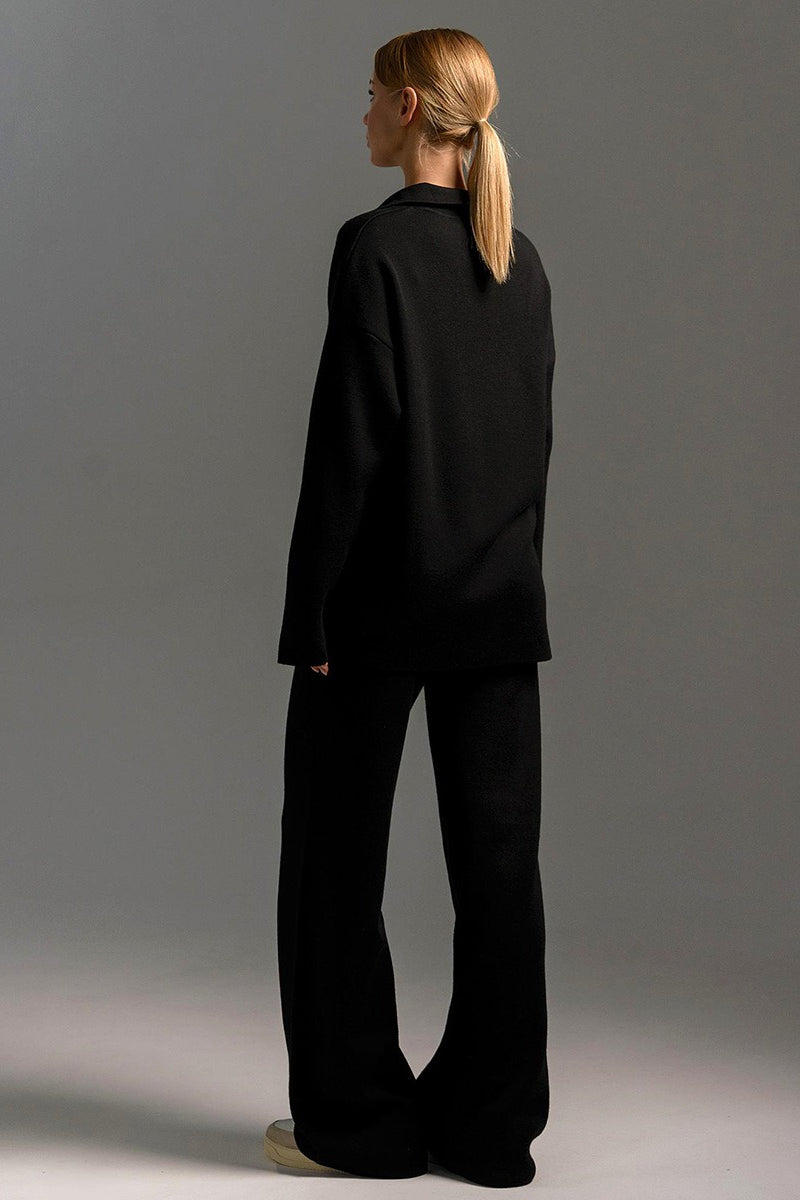 Josephine | Women's Polo Collar Pullover Set, Wide-Leg Co-Ord