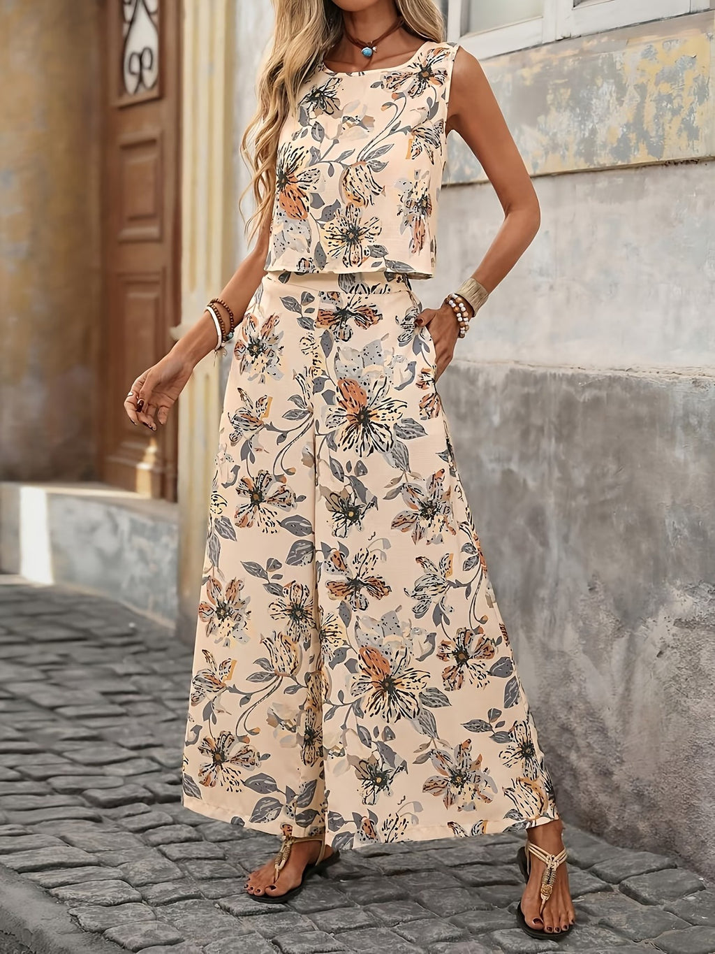 Wilhelmina | Women's Floral Two-Piece Set, Coordinated Co-Ord