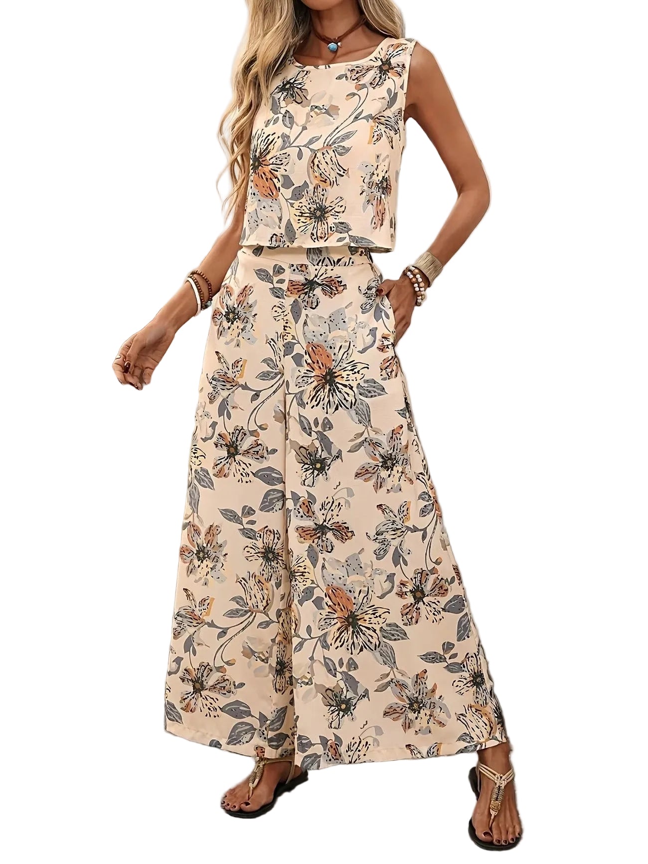 Women's Two-Piece Set with Floral Pattern