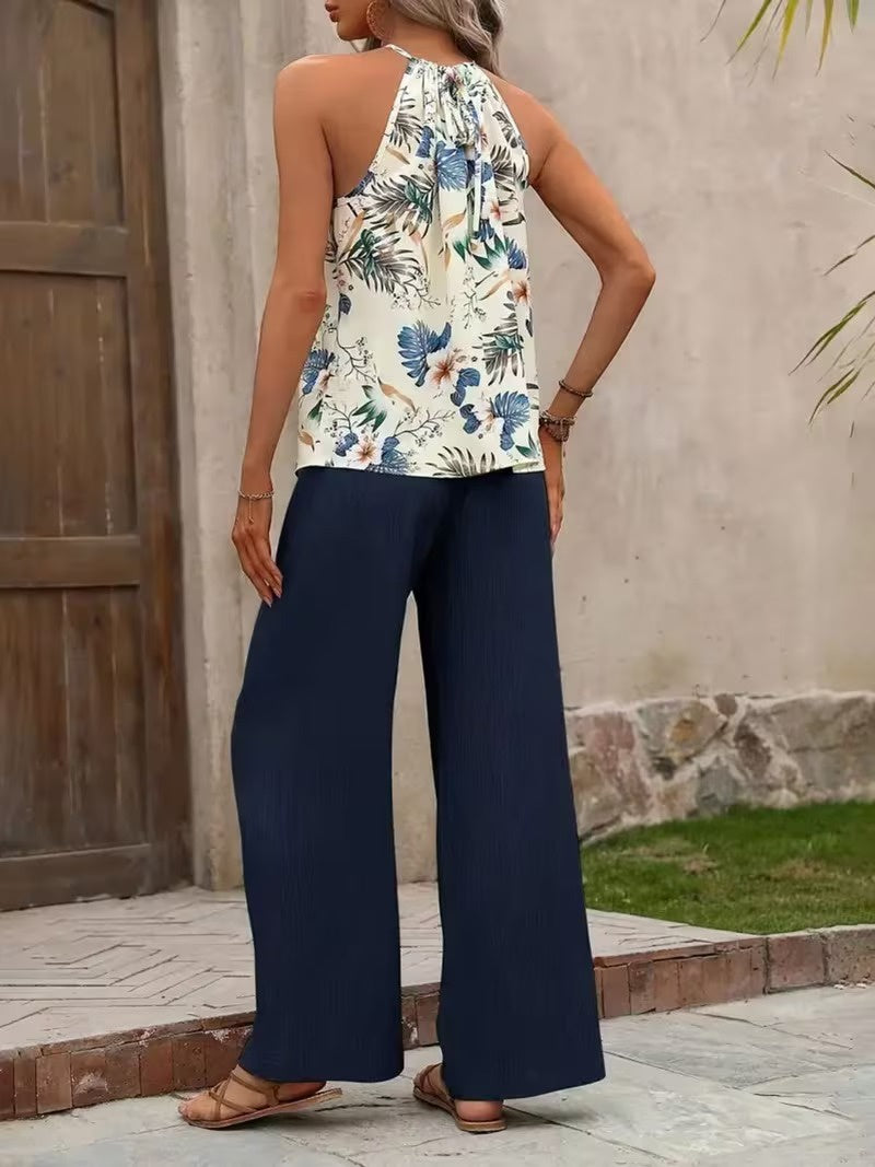 Marguerite | Women's Floral Top Set, Wide-Leg Pant Co-Ord